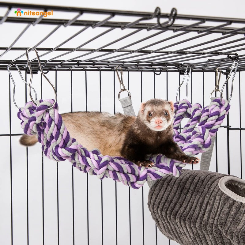 Niteangel Small Animal Activity Toy, Rat and Ferret Cotton Rope Nets (Purple) - Image 4